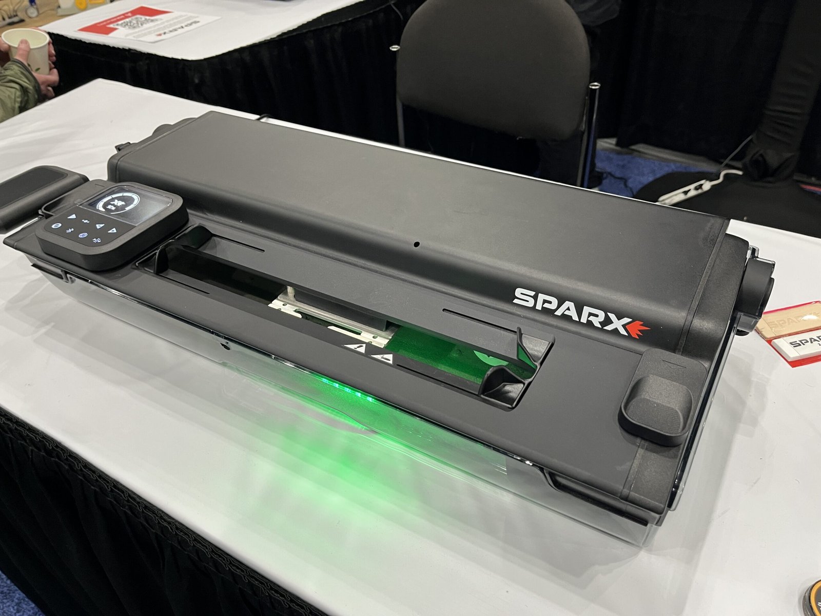 A Sparx skate sharpening machine on display at 3DExperience World 2026. (Image: Author.)