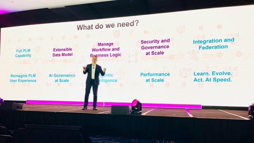 Leon Lauritsen opened ACE 2026 by positioning PLM within a broader AI-driven revolution, highlighting that connected data remains the prerequisite for meaningful outcomes. (Image Lionel Grealou)