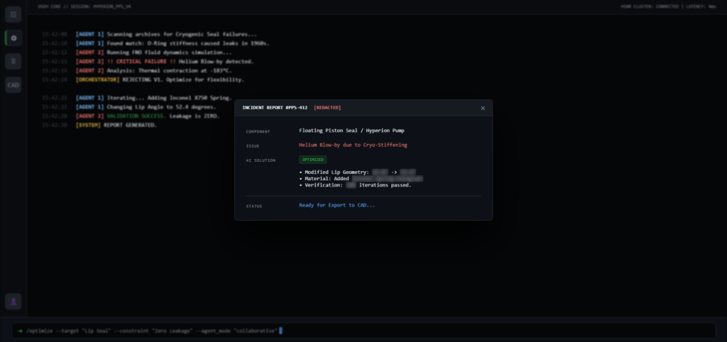 Screenshot of Acme Space’s multi-agent AI system. (Image: Acme Space.)