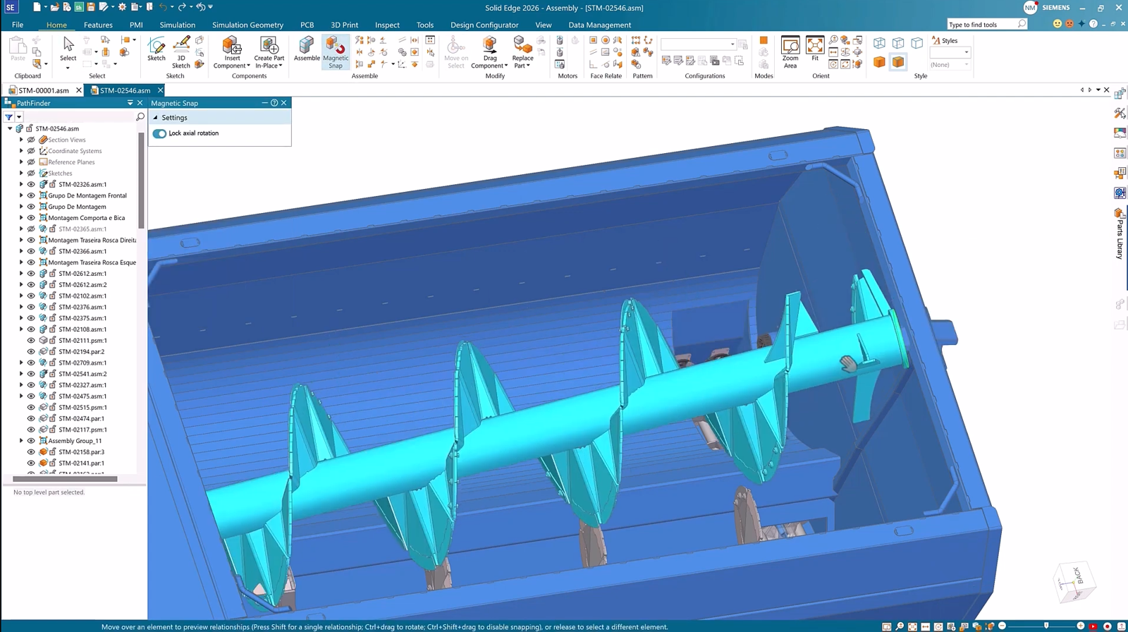 Screenshot of Magnetic Snap in Solid Edge 2026. (Image: Siemens.)