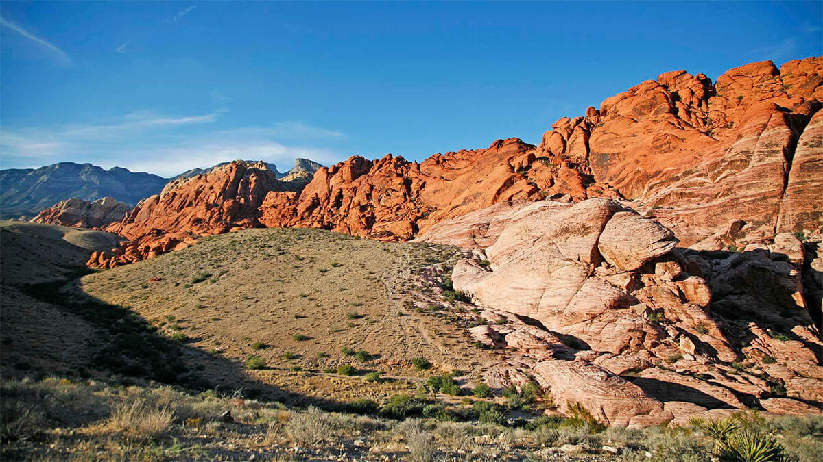 Red sandstone cliffs at Red Rock Canyon near Las Vegas